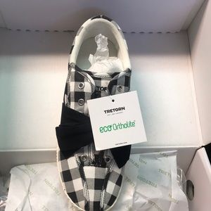 Tretorn Buffalo check black/white shoe w/bow